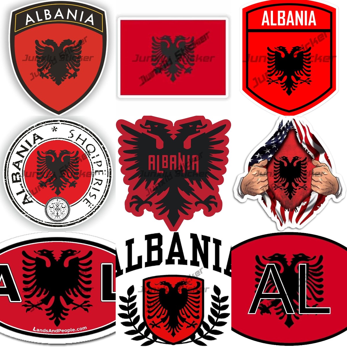 Car Accessories Lebanon - Albanian Flag Map Eagle Car Sticker