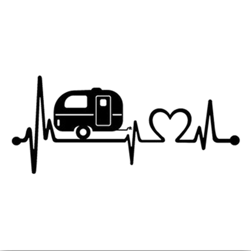 Car Accessories Lebanon - Caravan Love Heartbeat Car Sticker Camper