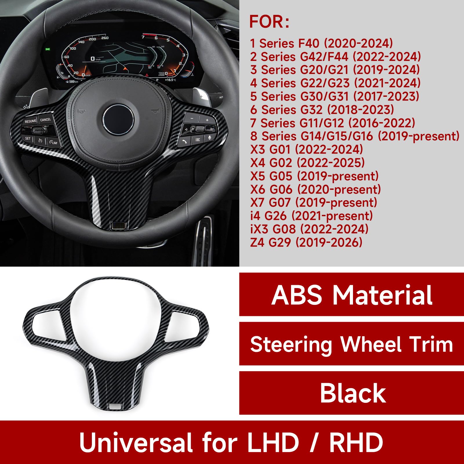 Carbon Fiber Style ABS Steerin - Steering Wheel Cover 리뷰 및 가격
