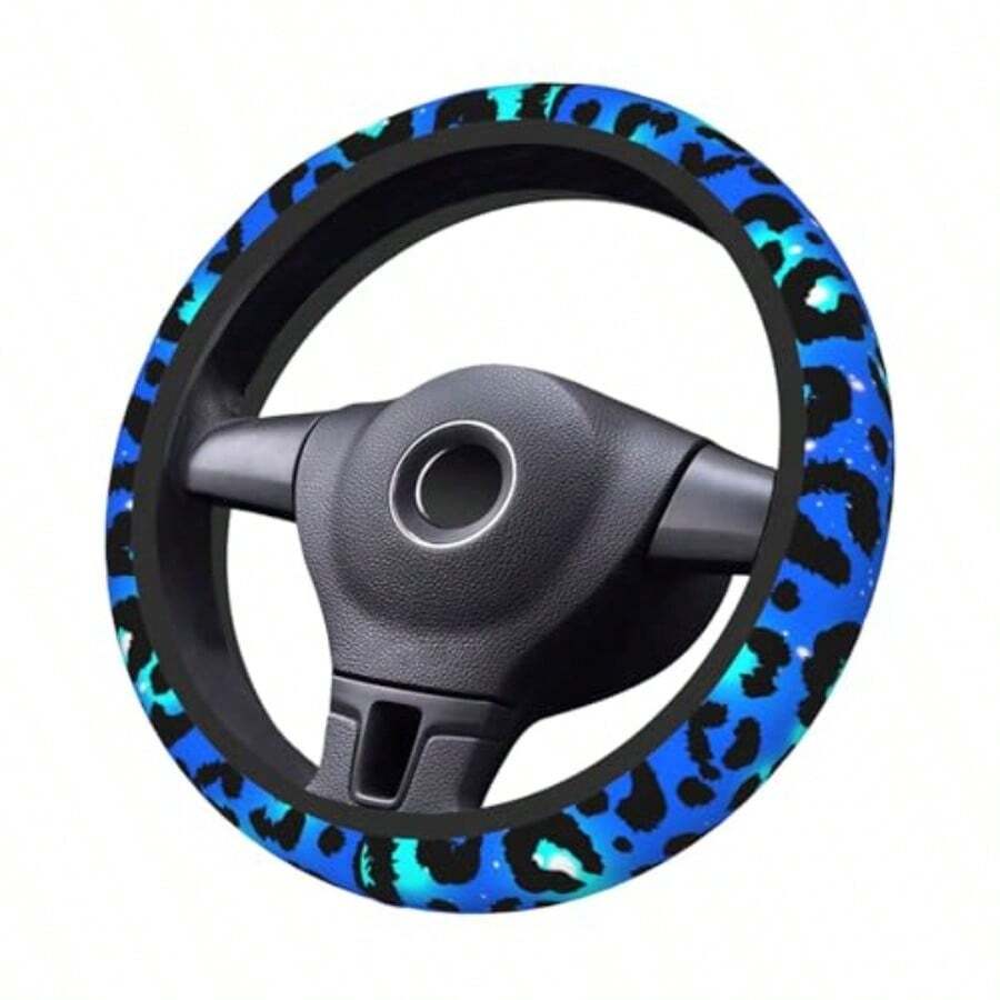 Blue Leopard Print Steering Wh - Steering Wheel Cover 리뷰 및 가격