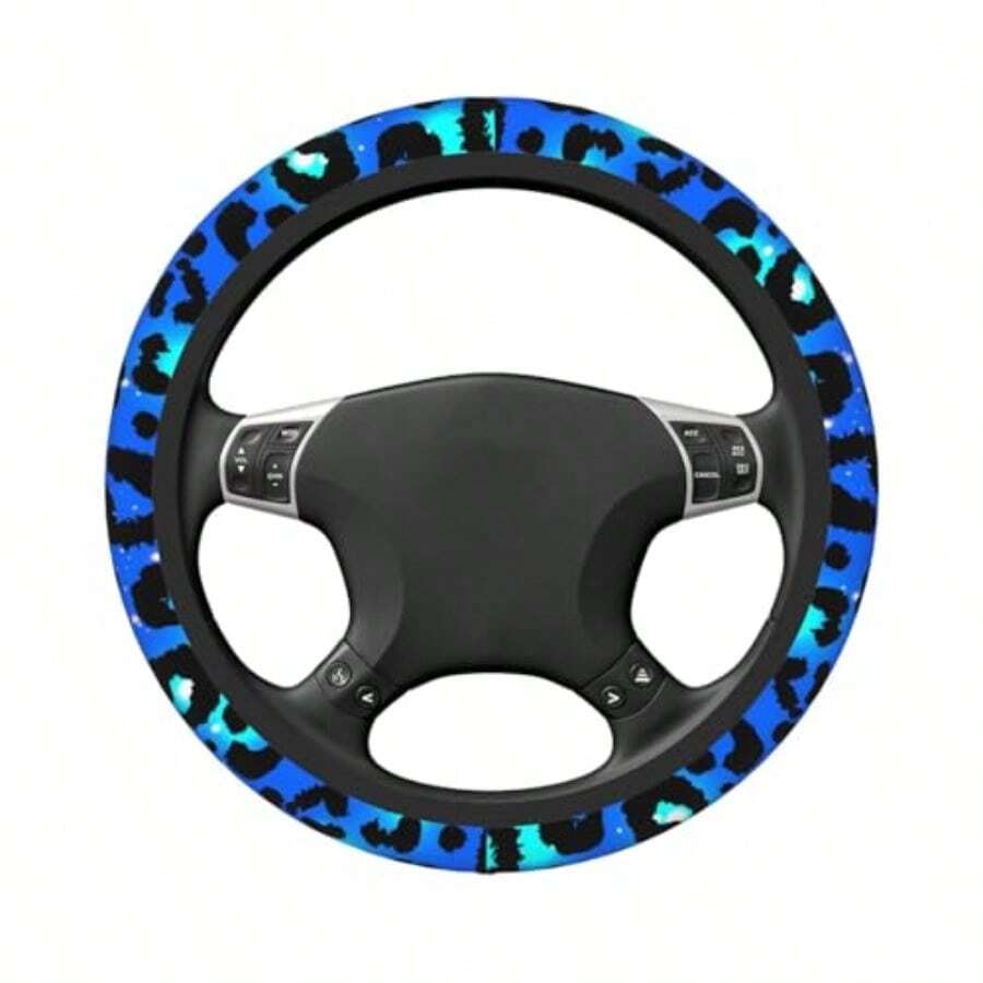 Blue Leopard Print Steering Wh - Steering Wheel Cover 리뷰 및 가격