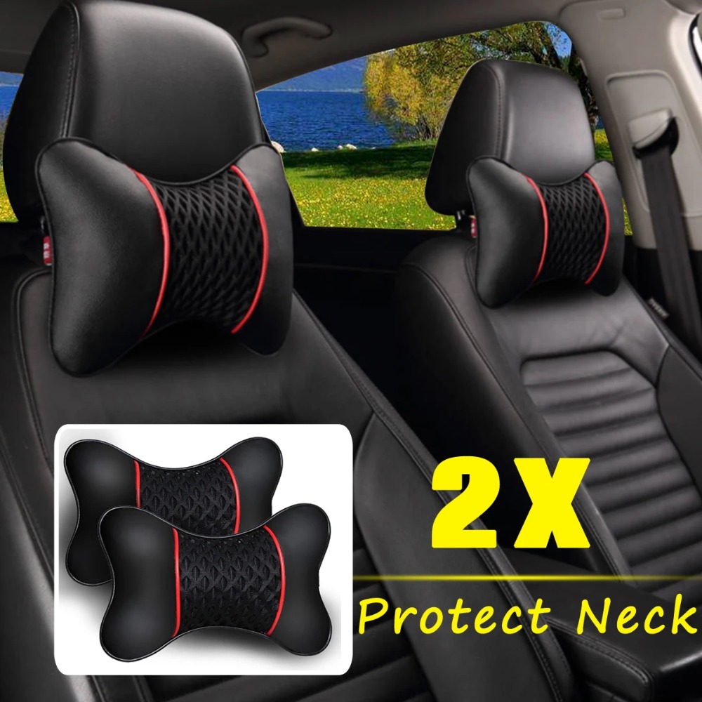 2PCS PU Leather Car Neck Pillo - Car Accessories Nearby 리뷰 및 가격
