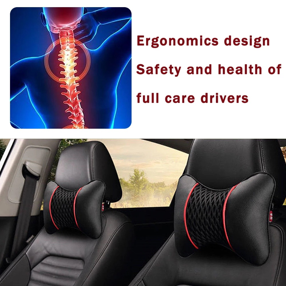 2PCS PU Leather Car Neck Pillo - Car Accessories Nearby 리뷰 및 가격