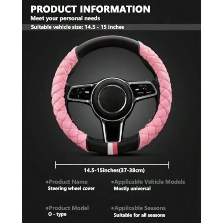 Plush Diamond-Patterned Steeri - Steering Wheel Cover 리뷰 및 가격